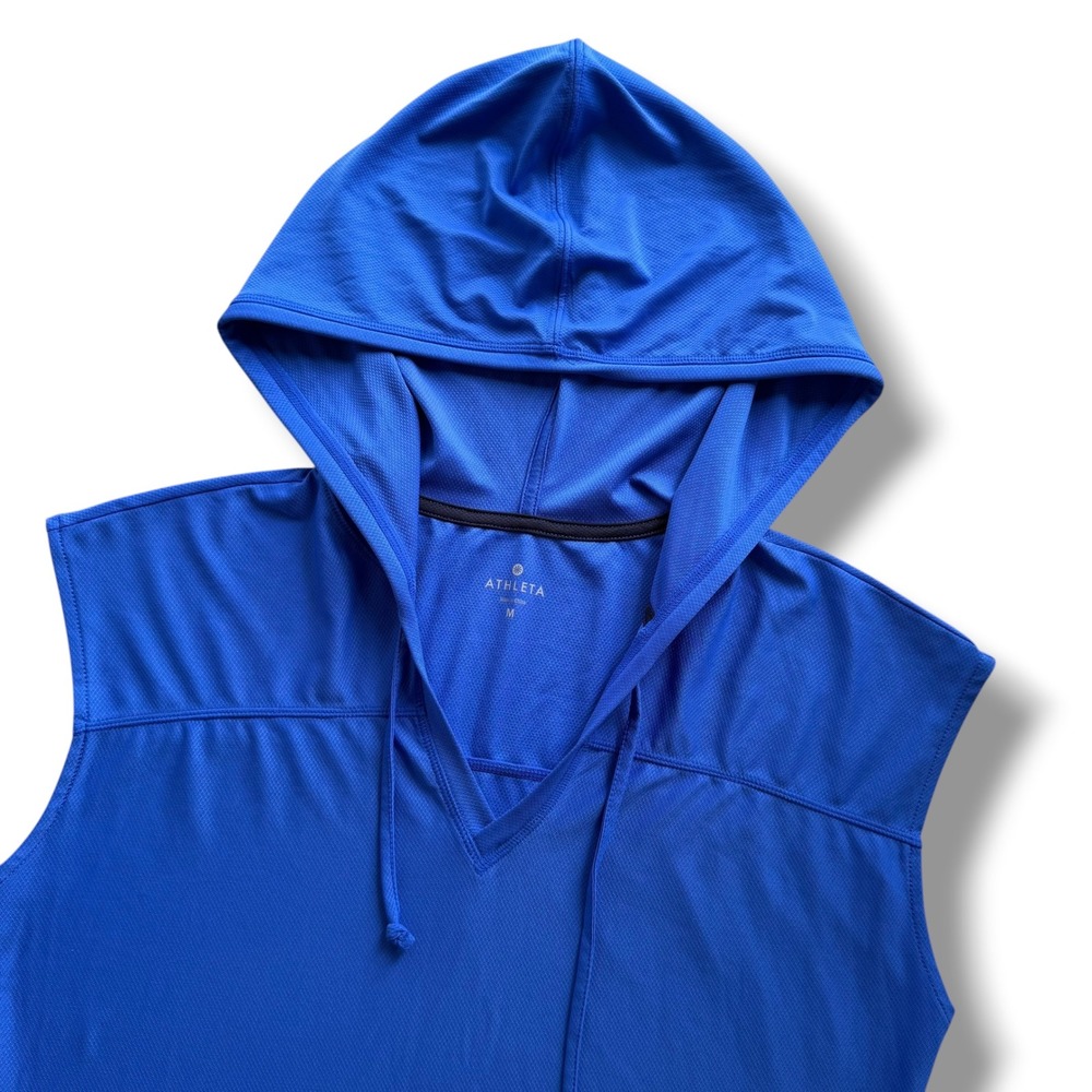Athleta Women's M Royal Blue Sleeveless UPF Wick-It Hoodie Coverup 438601 Beachy